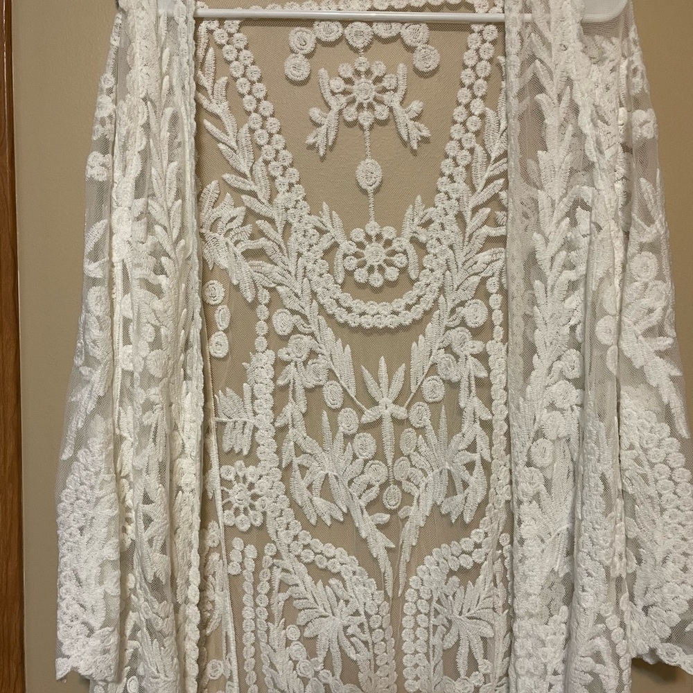 White Lace Kimono Cardigan